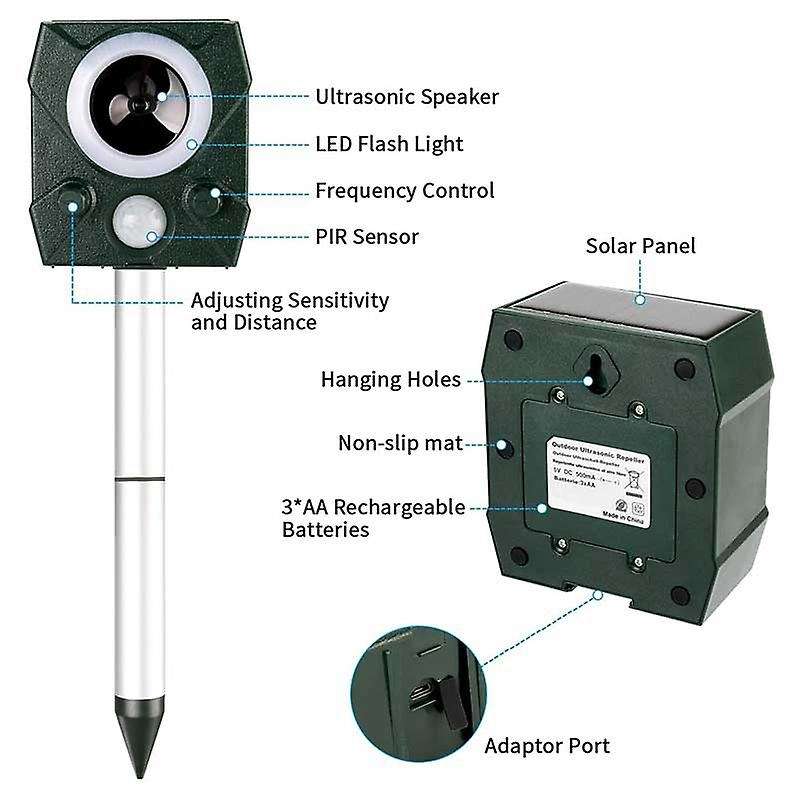 Repellent Ultrasonic Deterrents Animal Repellent Solar Powered & Fox Repeller Outdoor Waterproof A