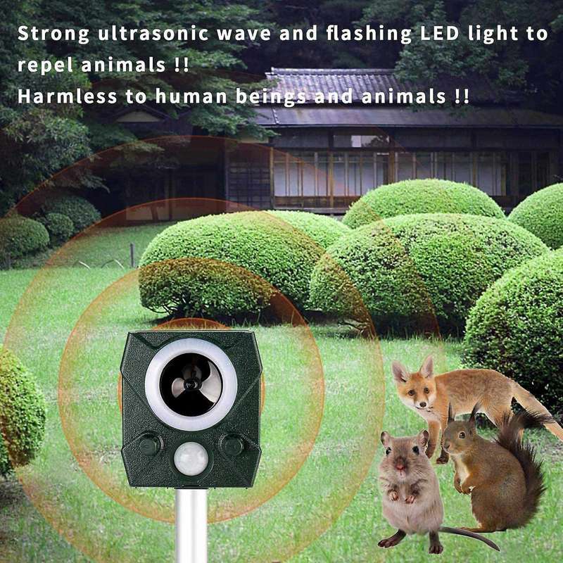 Repellent Ultrasonic Deterrents Animal Repellent Solar Powered & Fox Repeller Outdoor Waterproof A