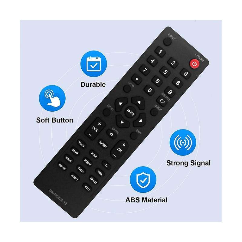 Replace Dx-rc02a-12 Remote Control for Dx-32e250a12 Dx-24e150a11 Dx-19ld150a11 Dx-l42-10a Dx-l40-10