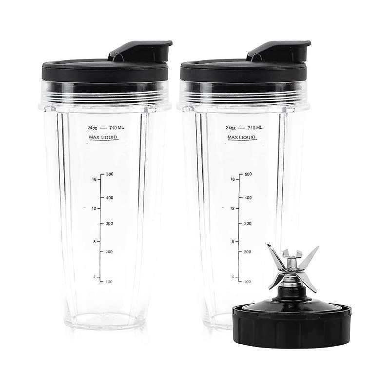 Replacement Blender Cups for Ninja Bn801-24 Oz Cups with 7 Fins Blades Parts Fit Bl480 Bl482 Bl642