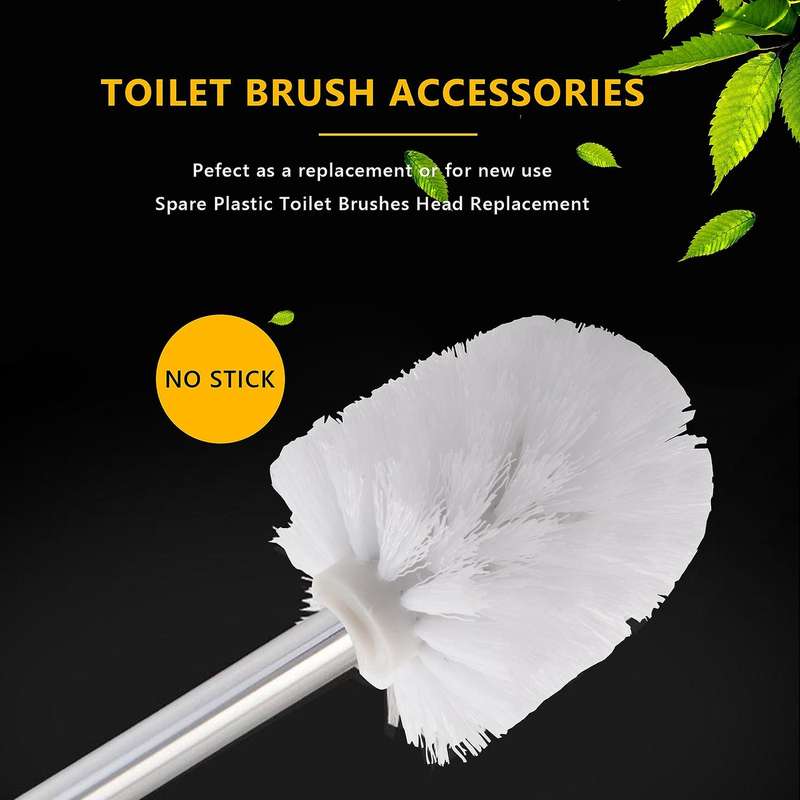 Replacement Spare Bathroom Accessory Plain Plastic Toilet Cleaning Brushes Head Holders White (2x W