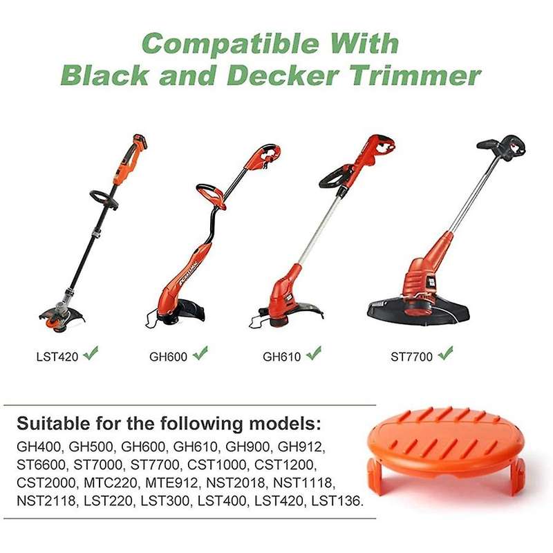 Replacement Spool Caps, Compatible with Black + RC-100-P Trimmer (4 Caps, 8 Springs)