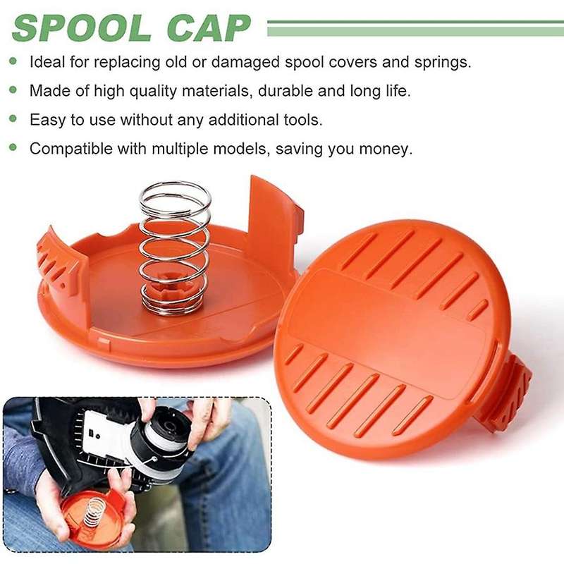Replacement Spool Caps, Compatible with Black + RC-100-P Trimmer (4 Caps, 8 Springs)