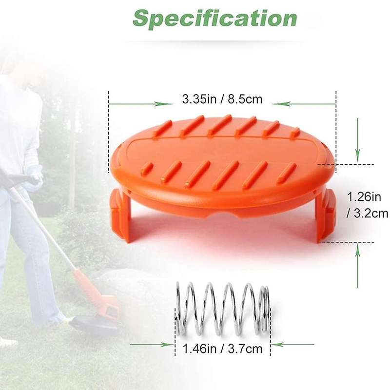 Replacement Spool Caps, Compatible with Black + RC-100-P Trimmer (4 Caps, 8 Springs)