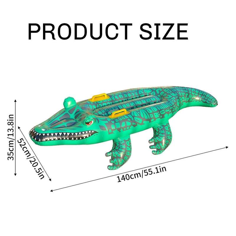 Reptile Ride on Toys, Crocodile Inflatable Pool Float for Kids, Fun Beach and Pool Toy, Giant Infla