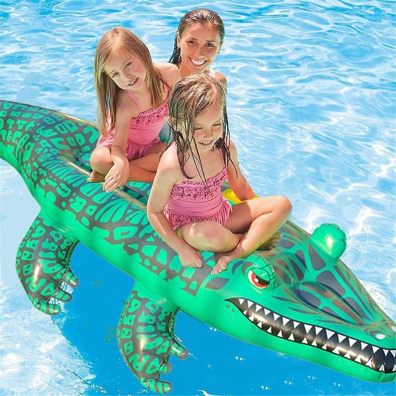 Reptile Ride on Toys, Crocodile Inflatable Pool Float for Kids, Fun Beach and Pool Toy, Giant Infla