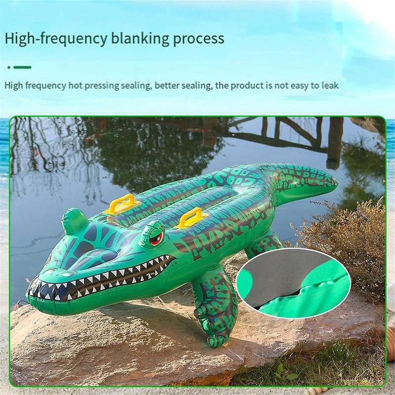 Reptile Ride on Toys, Crocodile Inflatable Pool Float for Kids, Fun Beach and Pool Toy, Giant Infla