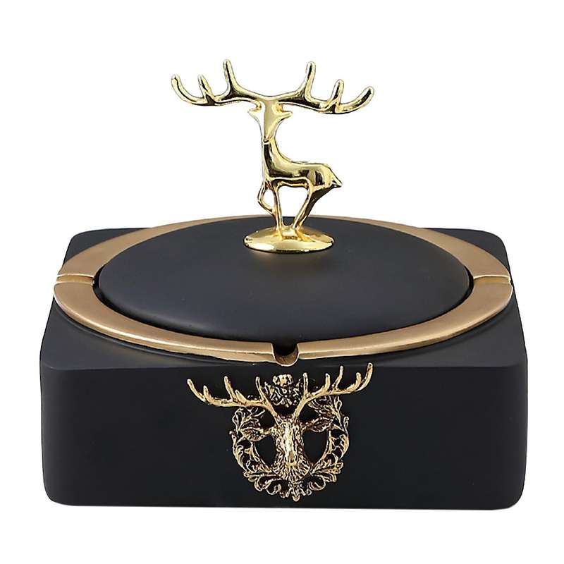 Resin Ashtray with Lid Outdoor Windproof Ashtray for Smokers Home Office Patio Use Unique Ashtrays E