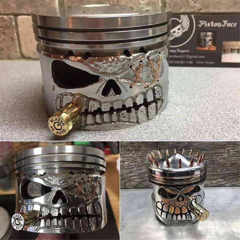 Resin Carved Skeleton Sculpture Ornament Cosplay Halloween Piston Skull Face Sculpture Figurine Art