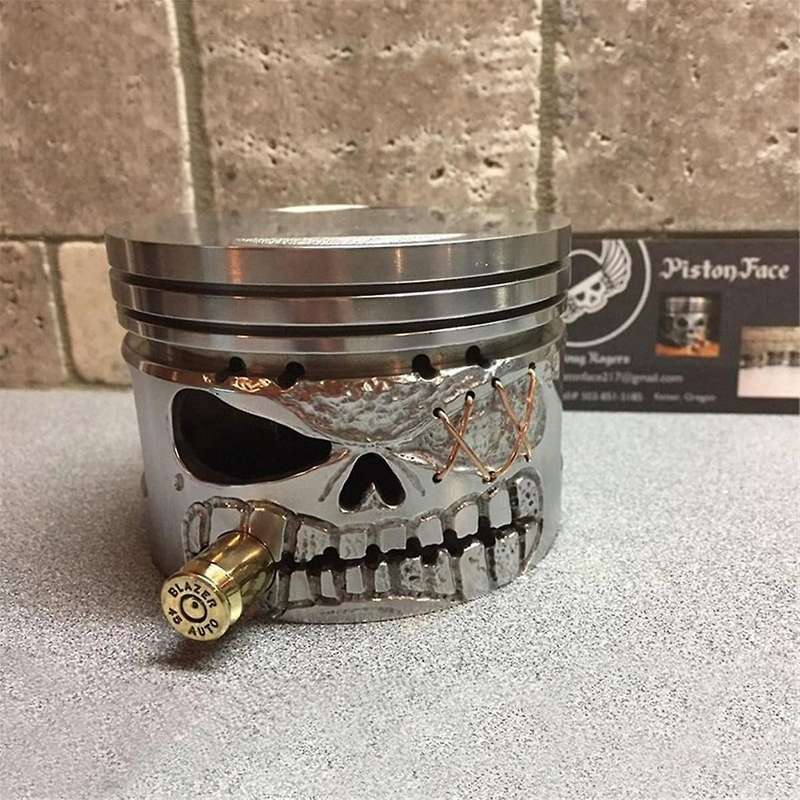 Resin Carved Skeleton Sculpture Ornament Cosplay Halloween Piston Skull Face Sculpture Figurine Art