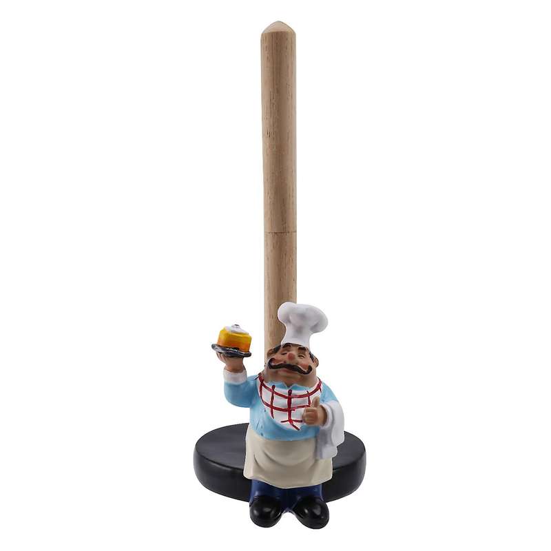 Resin Chef Double-Layer Paper Towel Holder Figurines Home Cake Shop Restaurant Crafts Decoration Or