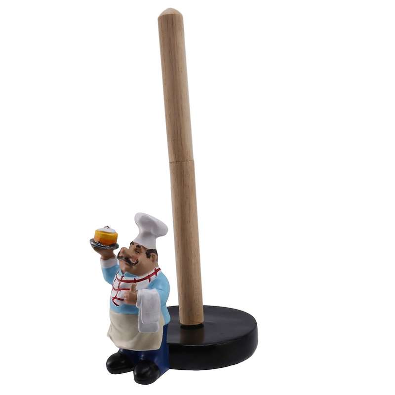 Resin Chef Double-Layer Paper Towel Holder Figurines Home Cake Shop Restaurant Crafts Decoration Or