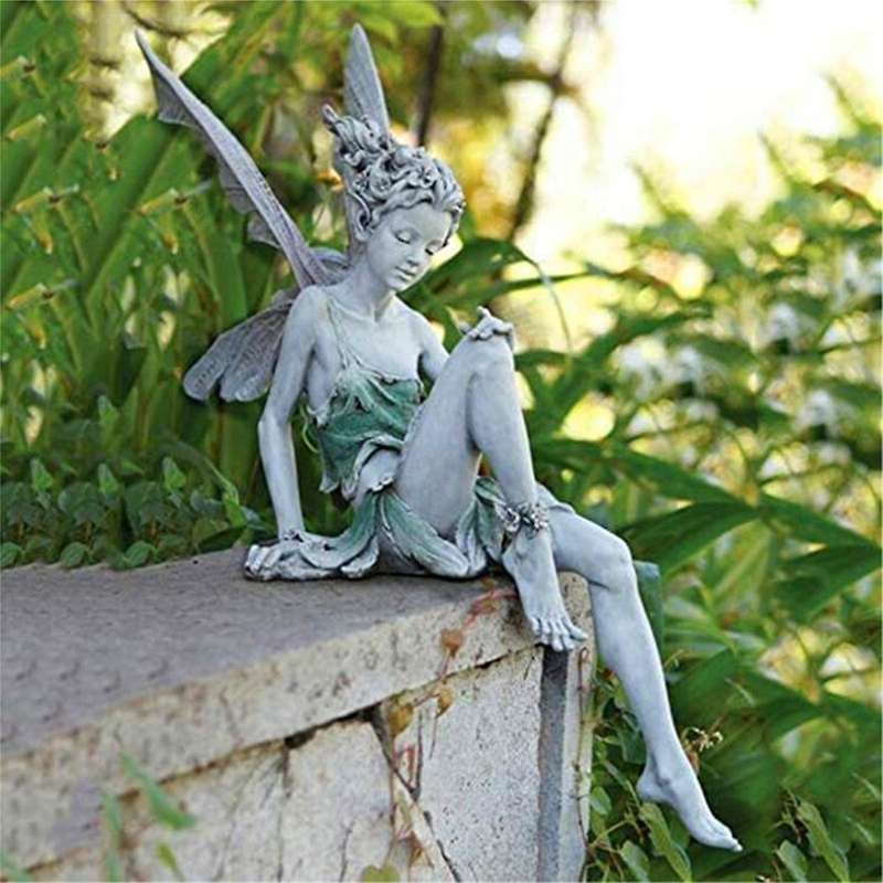Resin Crafts, Flower Fairy Garden Ornaments, Turek Sitting Fairy Statue