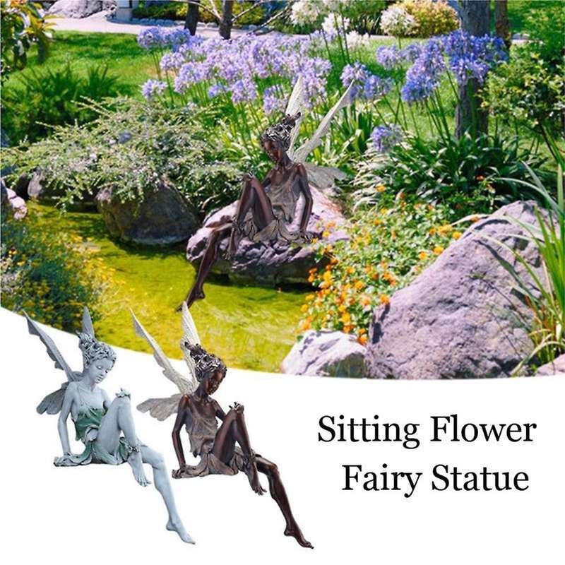 Resin Crafts, Flower Fairy Garden Ornaments, Turek Sitting Fairy Statue