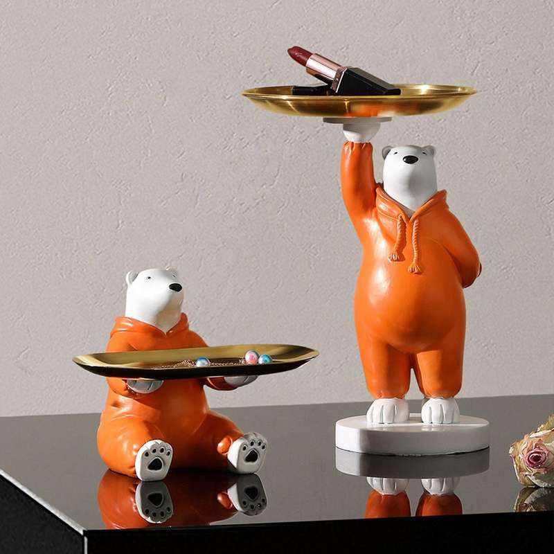 Resin Confession Bear Figurines Love Bears Tray Statue Home Decor Key Storage Art Sculpture Desktop