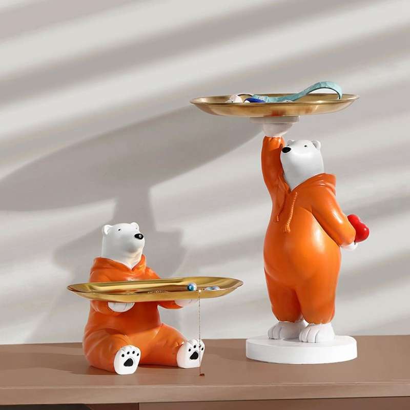 Resin Confession Bear Figurines Love Bears Tray Statue Home Decor Key Storage Art Sculpture Desktop
