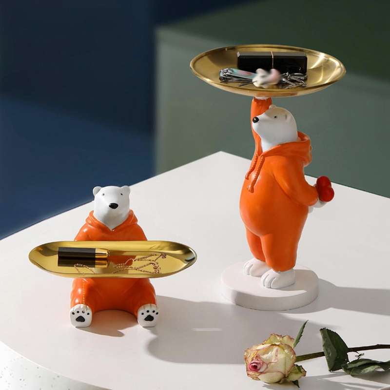 Resin Confession Bear Figurines Love Bears Tray Statue Home Decor Key Storage Art Sculpture Desktop