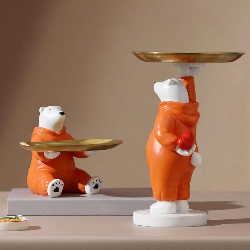 Resin Confession Bear Figurines Love Bears Tray Statue Home Decor Key Storage Art Sculpture Desktop