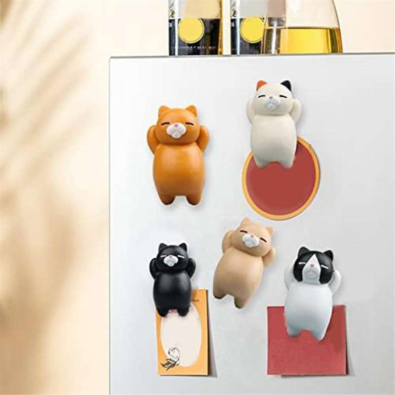 Resin Cats Fridge Magnet, Cartoon Refrigerator Magnets, 3D Kitten Refrigerator Magnetic Sticker, Mag