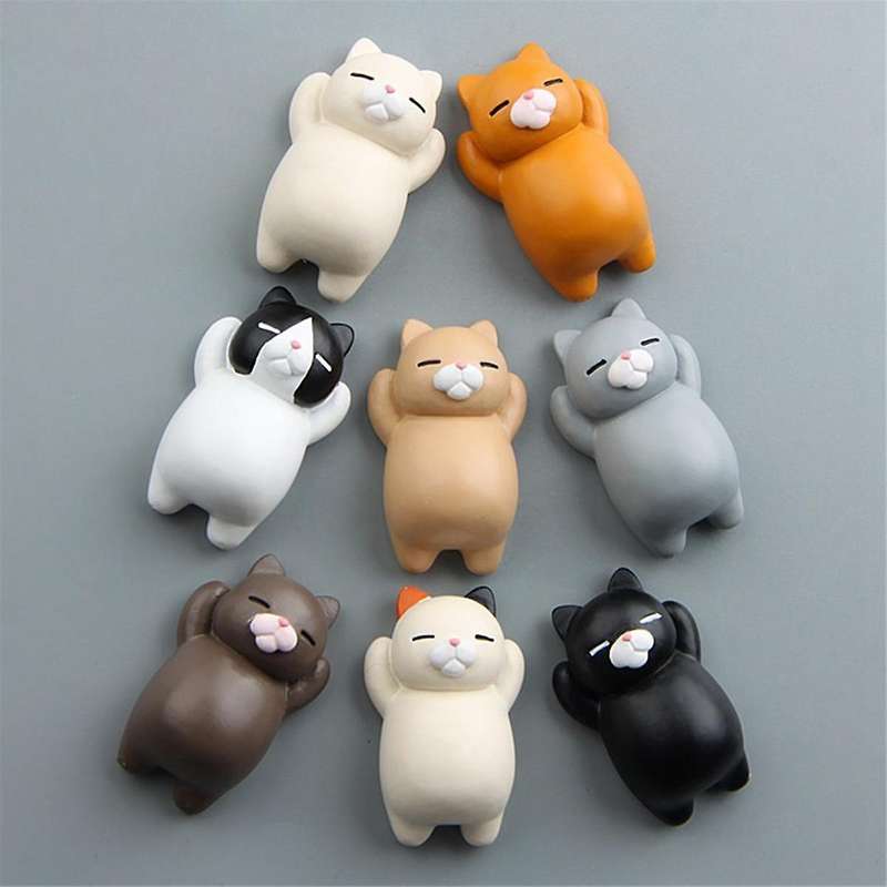Resin Cats Fridge Magnet, Cartoon Refrigerator Magnets, 3D Kitten Refrigerator Magnetic Sticker, Mag