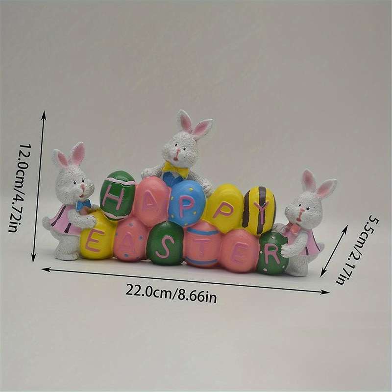 Resin Easter Bunny Rabbits Figurine Tabletop Centerpiece for Spring Decor Easter Home Office Party D