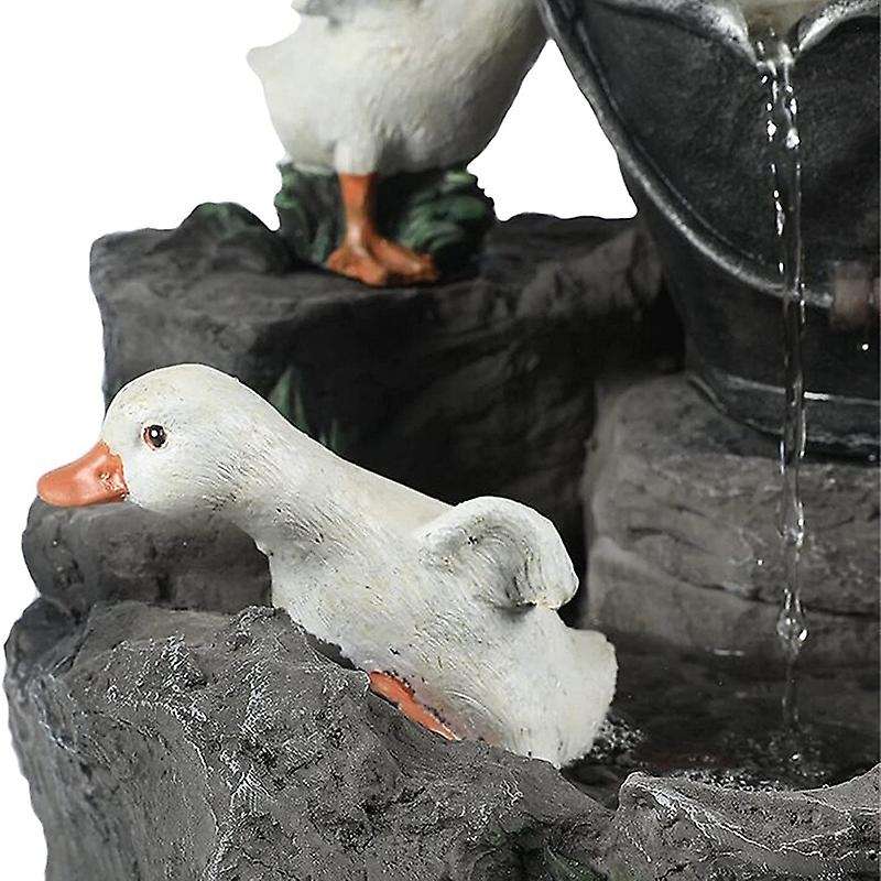 Resin Duck Family Patio Fountain Garden Decoration, Animal Garden Resin Statue for Outdoor Landscap