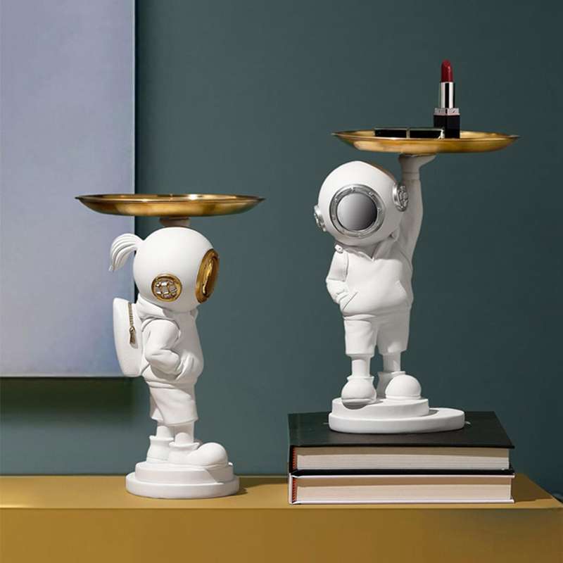 Resin Diving Astronaut Figurine Diver Tray Storage Statue Home Decor Key Storage Art Sculpture Deskt
