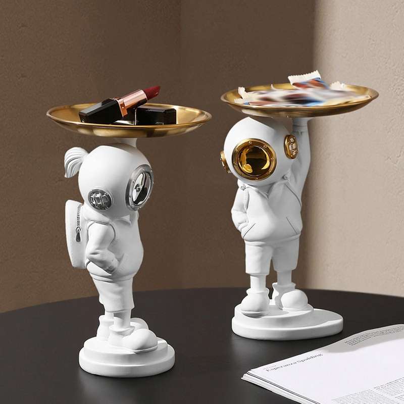 Resin Diving Astronaut Figurine Diver Tray Storage Statue Home Decor Key Storage Art Sculpture Deskt