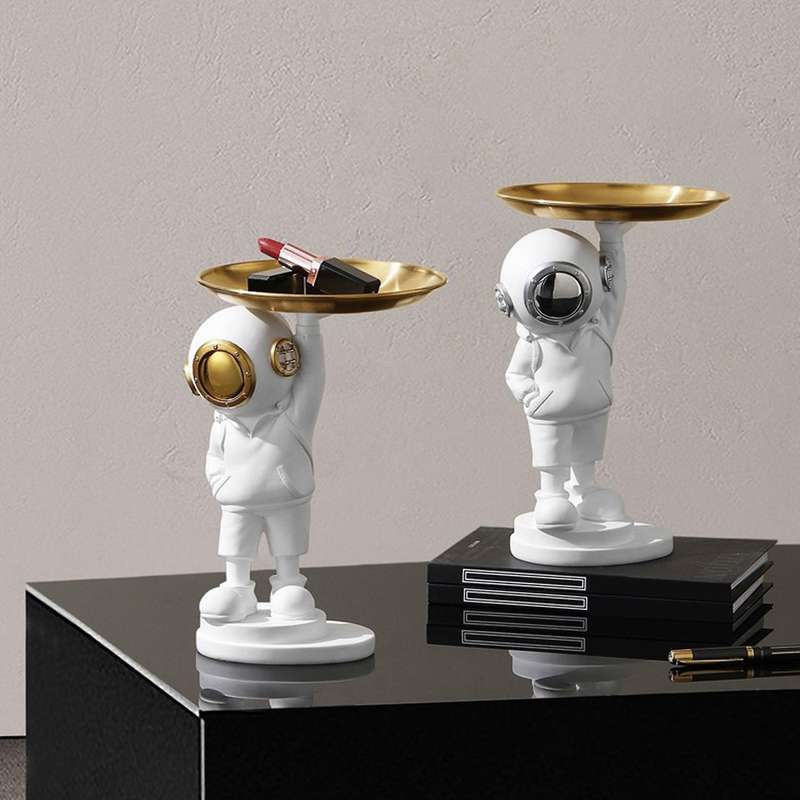 Resin Diving Astronaut Figurine Diver Tray Storage Statue Home Decor Key Storage Art Sculpture Deskt