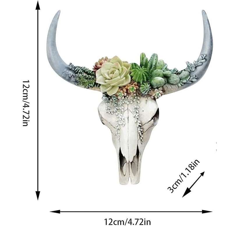 Resin Longhorn Cow Skull Head Wall Hanging Decor Flower Cow Skull Wall Decor Nursery Decor Resin Orn