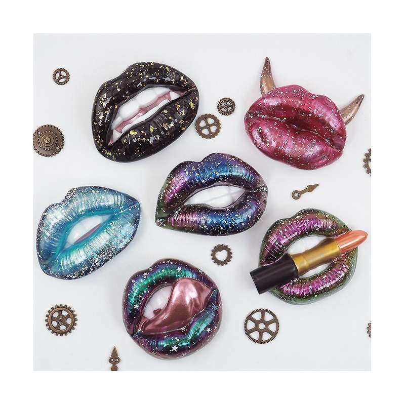 Resin Molds,6pcs 3d Lips Epoxy Silicone Mold for Resin Casting Crafts Diy Keychain Making Pendants