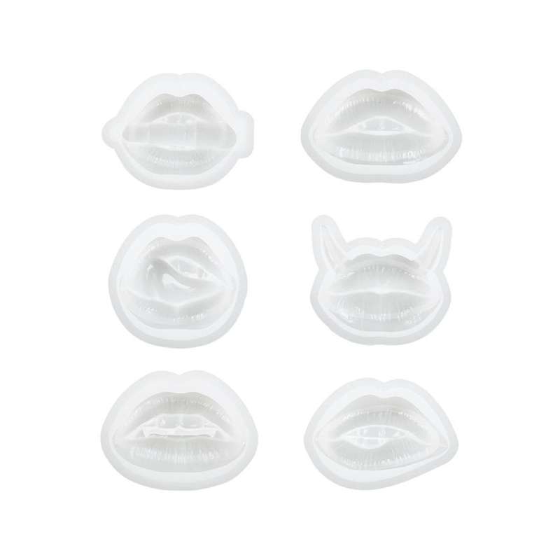 Resin Molds,6pcs 3d Lips Epoxy Silicone Mold for Resin Casting Crafts Diy Keychain Making Pendants