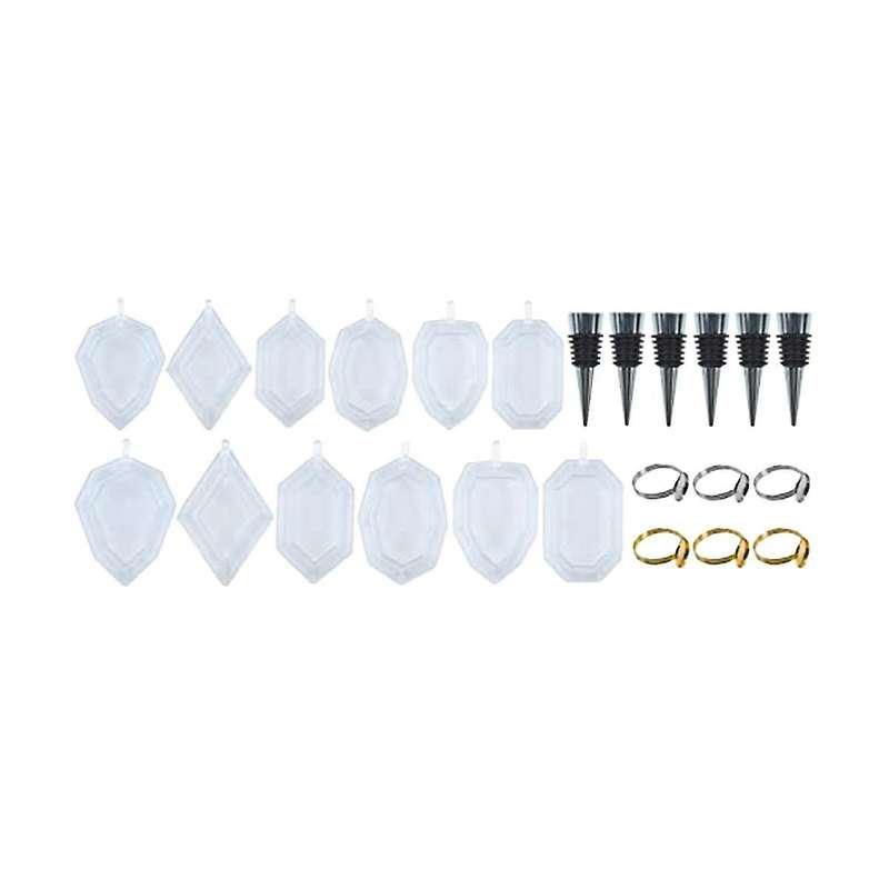 Resin Molds, 24pcs Set, 12pcs Geometric Gemstone Silicone Molds Napkin Rings Wine Stoppers Epoxy Mo
