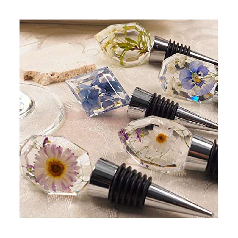 Resin Molds, 24pcs Set, 12pcs Geometric Gemstone Silicone Molds Napkin Rings Wine Stoppers Epoxy Mo