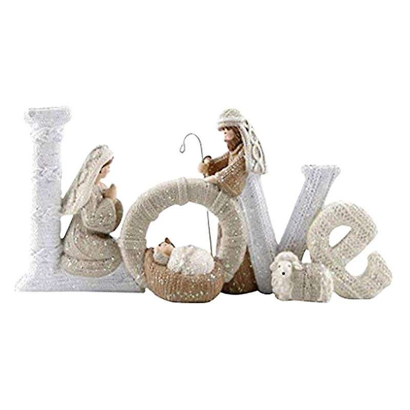 Resin Nativity Set with Lamb Elegant Profile Indoor Gifts Small Ornament Statue for Home Desktop Dec