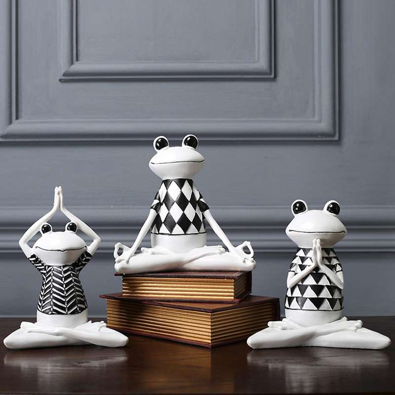 Resin Yoga Frog Figurines Nordic Garden Crafts Decorations Porch Store Animal Ornaments for Home Dec
