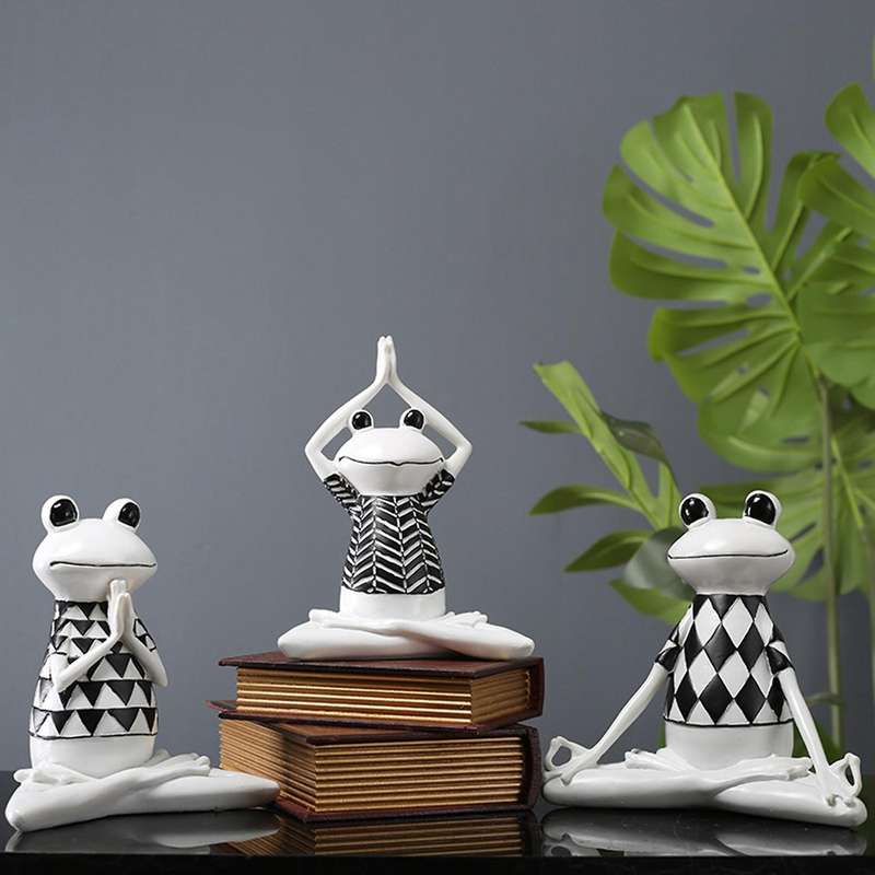 Resin Yoga Frog Figurines Nordic Garden Crafts Decorations Porch Store Animal Ornaments for Home Dec