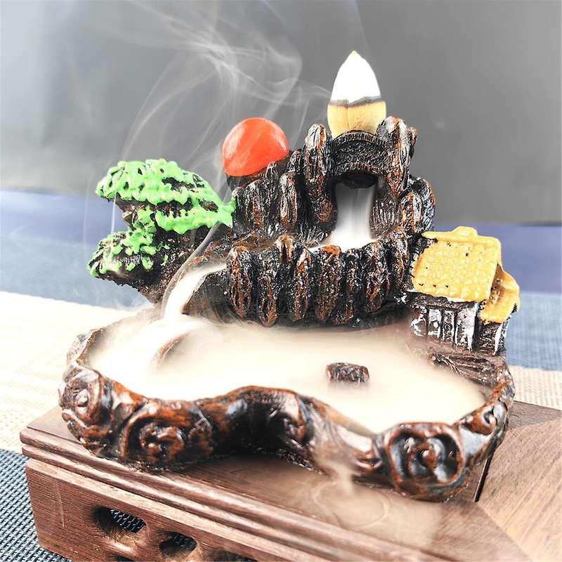 Resin Waterfall Backflow Incense Burner, Diffuser Ornament, Decorative Ornament, Home Decor, Room D
