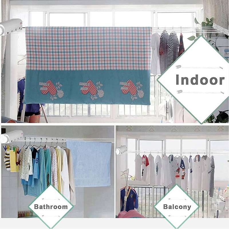 Retractable Clothesline Telescopic Indoor Outdoor Clothes Dryer Line Drying Rope Hanger (4 Lines)