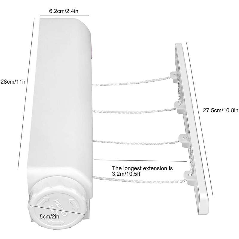 Retractable Clothesline Telescopic Indoor Outdoor Clothes Dryer Line Drying Rope Hanger (4 Lines)
