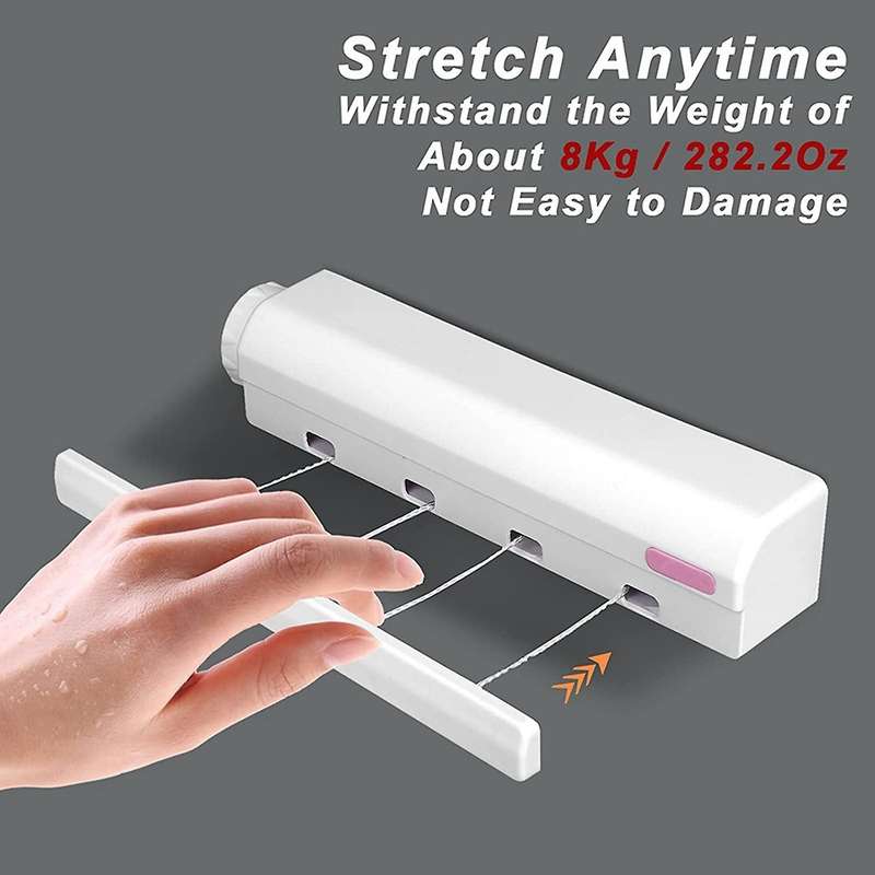 Retractable Clothesline Telescopic Indoor Outdoor Wall Mounted Clothes Dryer Line Drying Rope Hanger