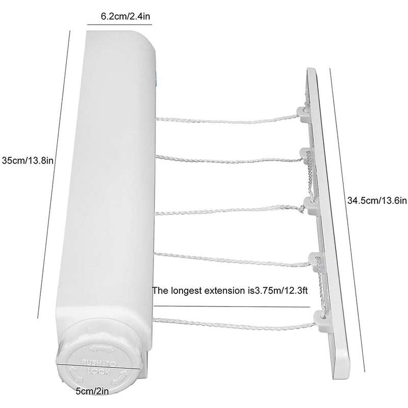 Retractable Clothesline Telescopic Indoor Outdoor Wall Mounted Clothes Dryer Line Drying Rope Hanger