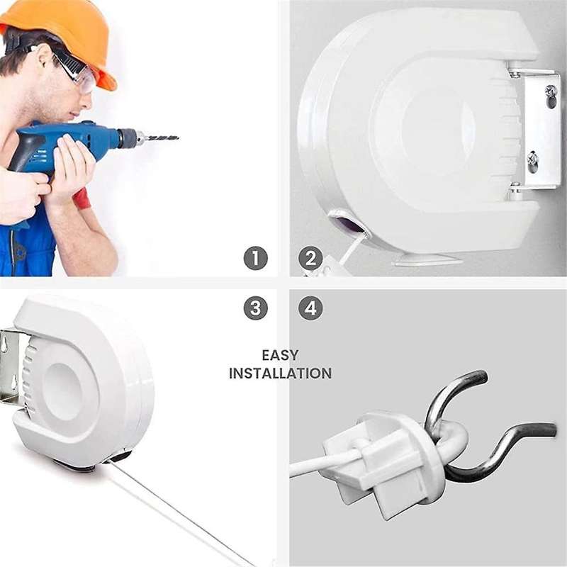 Retractable Clothesline, Clothesline Indoor and Outdoor Laundry Line Double Clothesline, 60 Inches