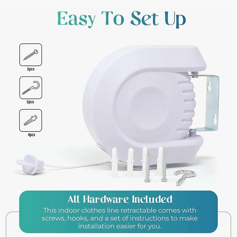 Retractable Clothesline, Clothesline Indoor and Outdoor Laundry Line Double Clothesline, 60 Inches