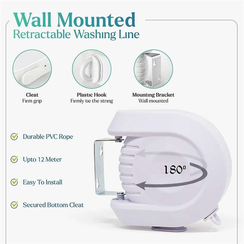 Retractable Clothesline, Clothesline Indoor and Outdoor Laundry Line Double Clothesline, 60 Inches