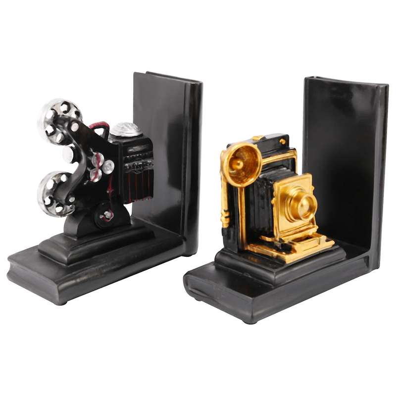 Retro Camera Bookend Film Projector Black Silver Collector's Project Bookcase Vintage Jewelry Study