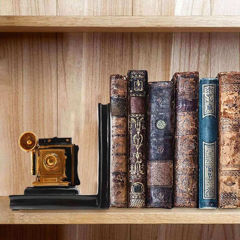 Retro Camera Bookend Film Projector Black Silver Collector's Project Bookcase Vintage Jewelry Study