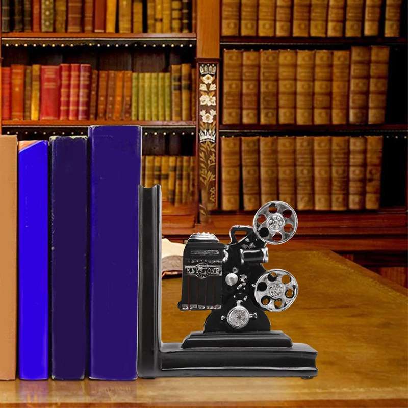 Retro Camera Bookend Film Projector Black Silver Collector's Project Bookcase Vintage Jewelry Study