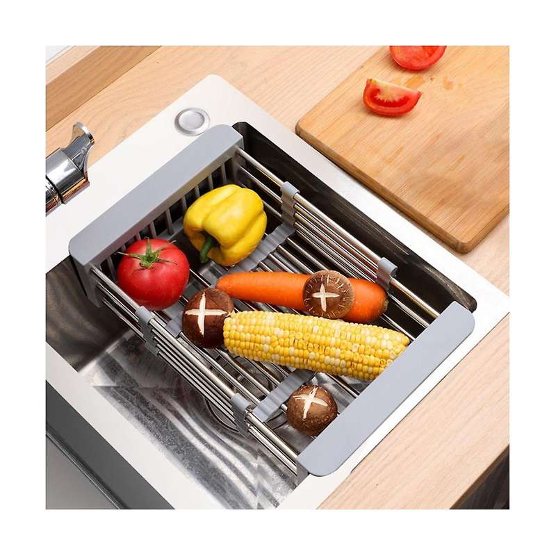 Retractable Stainless Steel Kitchen Dish Drying Rack, Sink Draining Basket, Fruit and Dish Rack, Di