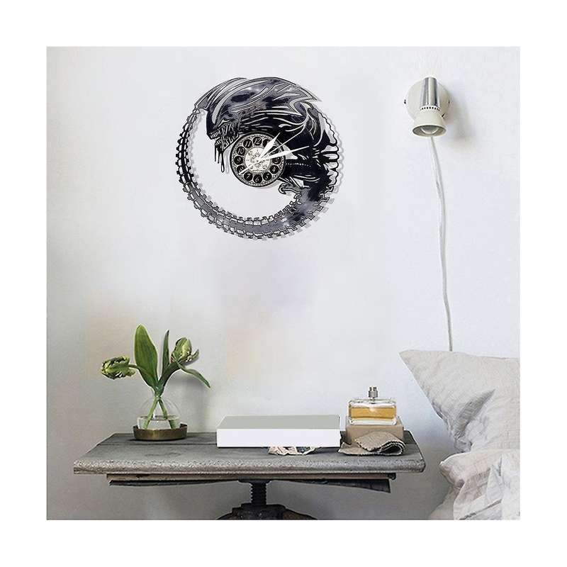 Retro Digital Display Wall Clock Novelty Vinyl Record Alarm Clock Living Room Decorative Alarm Clock